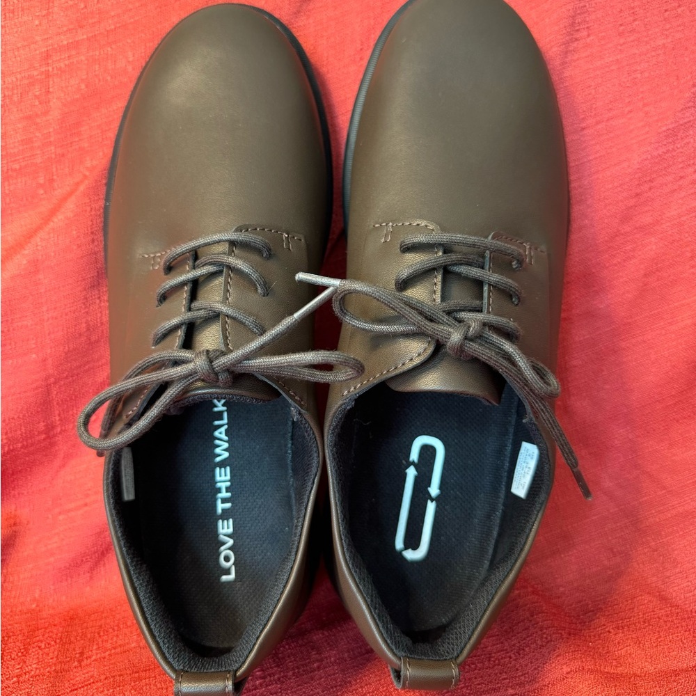 PONTO Pacific Recycled Leather Blend Brown Oxfords, Women’s Size 9, EUC